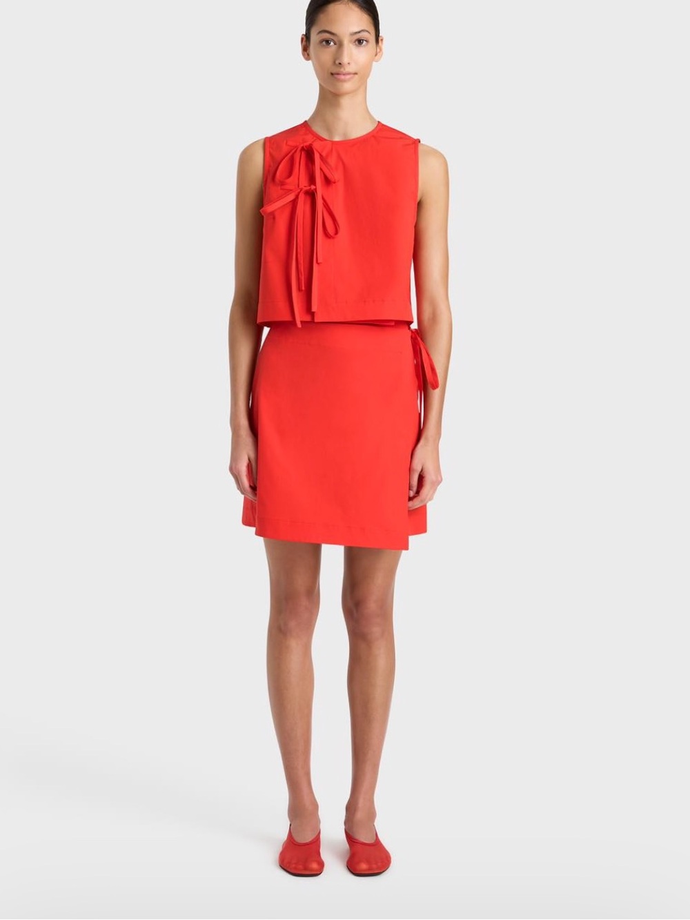 BONDI BORN Red Tie-Front Skirt Set